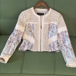 Beautiful embroidered and flower zip blazer
